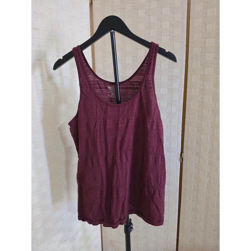 Mossimo Supply Co Womens XXL Burgundy Textured Knit Pointelle Scoop Tank Top
